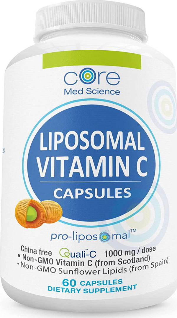 PRO-LIPOSOMAL Vitamin C 1000mg Non-GMO Quali-C Liposomal Vitamin C Capsules, Non-Chinese, USA Made, Vegan, High Absorption - Supports Immunity, Collagen Booster (60)
