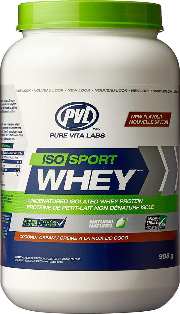 PVL Iso Sport Whey Undenatured Whey Protein Isolate Coconut Cream, 908g