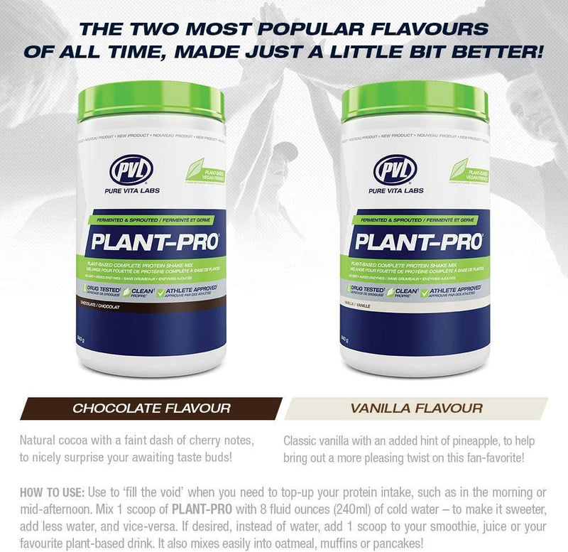 PVL Plant-Pro High-Protein Plant-Based Fermented and Sprouted Vegan Protein Shake Mix with Added Enzymes Natural Chocolate Flavor 840 g