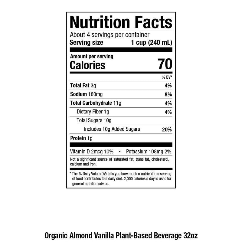 Pacific Foods Organic Almond Vanilla Plant-Based Beverage, 32oz
