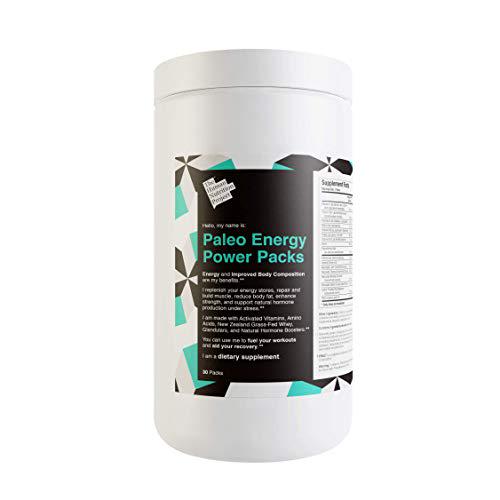 Paleo Energy Power Packs Multivitamin. Keto Pre Workout Supplement w/Grass Fed Whey, Glandulars, Probiotics, Vitamins. Burn Fat, Gain Lean Muscle, Boost Energy, Focus, Recovery. Natural Preworkout