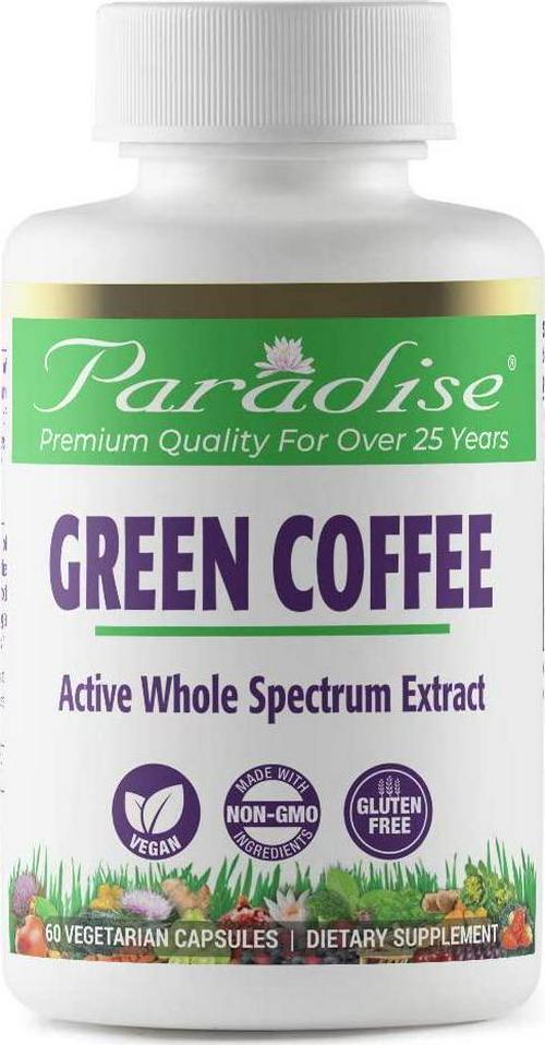 Paradise Herbs Vegetarian Capsules, Green Coffee Bean, 60 Count