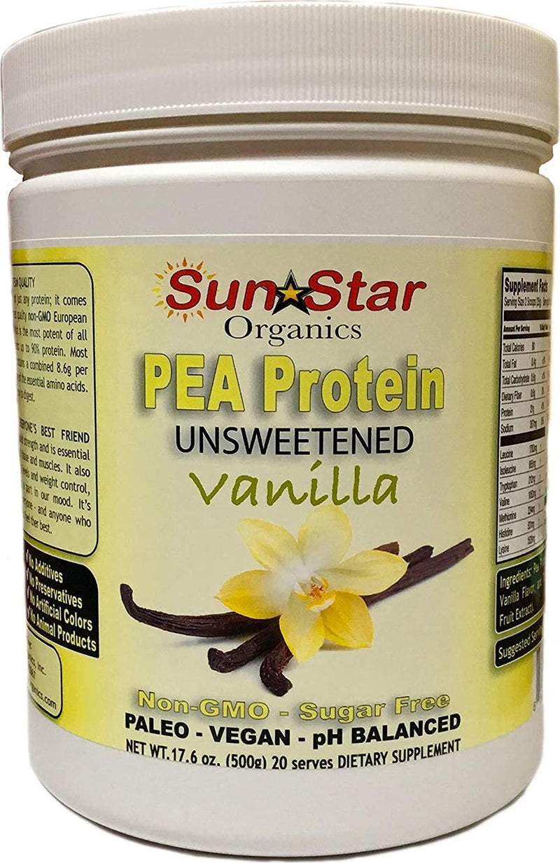 Pea Protein Powder, Unsweetened, Vanilla Flavor, Soy Free, Non-GMO 17.6 oz