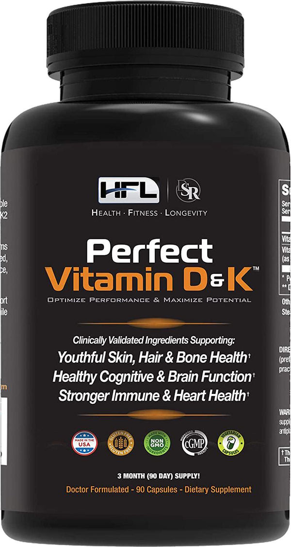 Perfect Vitamin D3 (5,000 IU) and K2 (Mk-7) by Dr Sam Robbins | 3 Month Supply | Immune System, Stronger Bones, Muscles, Joints, Energy, Mood, Heart, Brain Function, Micro-Encapsulated and High Absorption