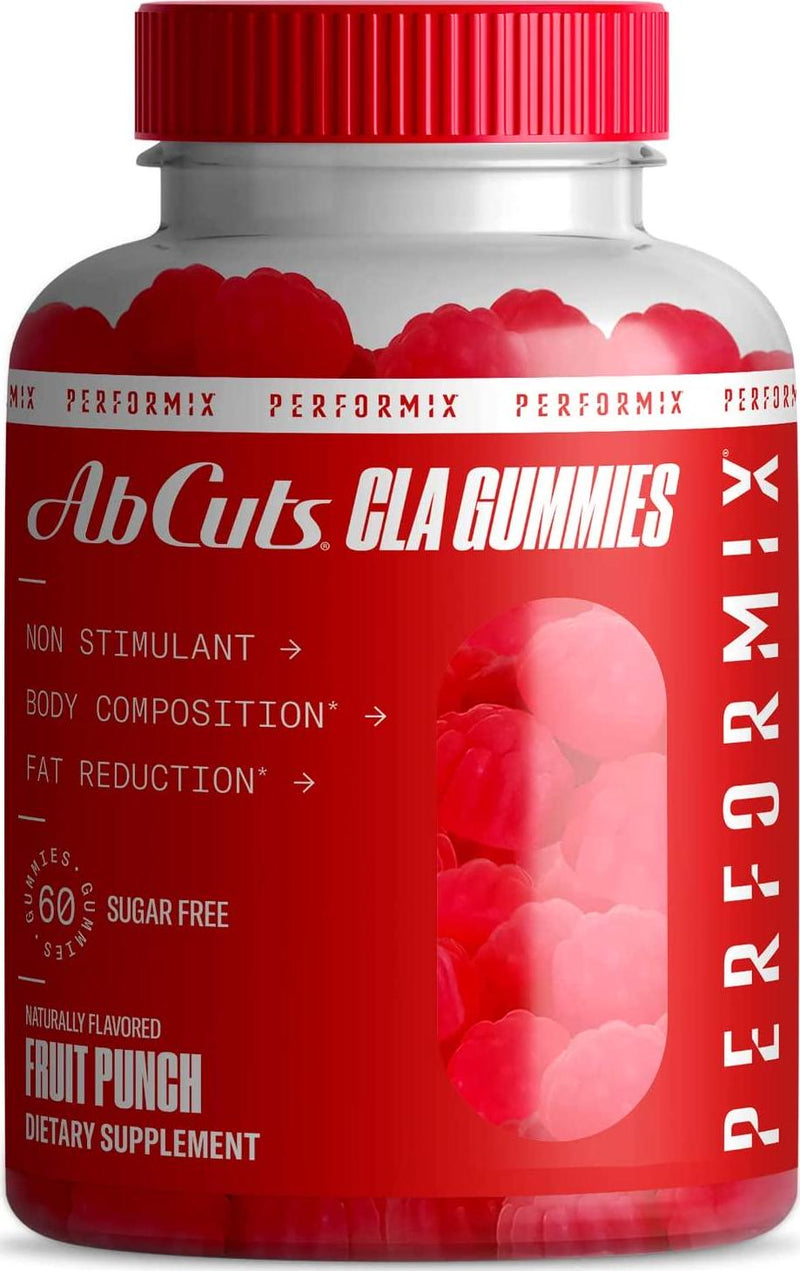 Performix AbCuts CLA Gummies - 60 Gummies, Fruit Punch - Non-Stimulant, Body Composition and Fat Reduction - Contains Omega 3, Flaxseed Oil and Vitamin E Sugar Free Healthy Metabolism