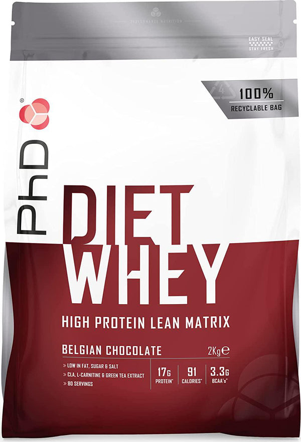 PhD Nutrition Diet Whey Protein Powder, 2 kg, Belgian Chocolate