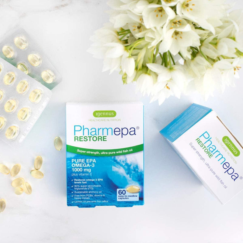 Pharmepa RESTORE Pure EPA Omega-3 Fish Oil, 1000mg EPA per serving, mood and heart, 60 softgels