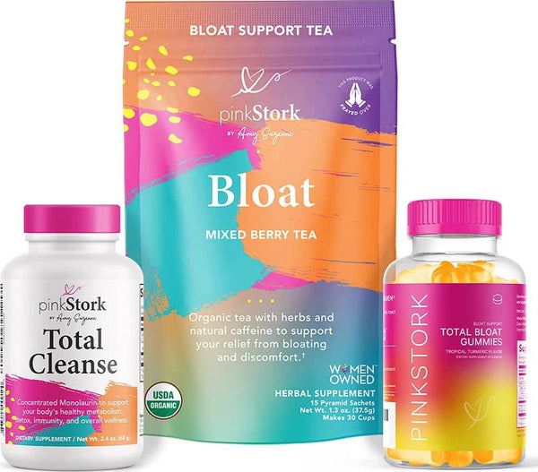 Pink Stork Bloat Bundle: Bloating Relief for Women, Metabolism Support, Weight Loss for Women, Indigestion, Detox Tea for Weight Loss and Belly Fat, Bloating Relief for Weight Loss Women, Women-Owned