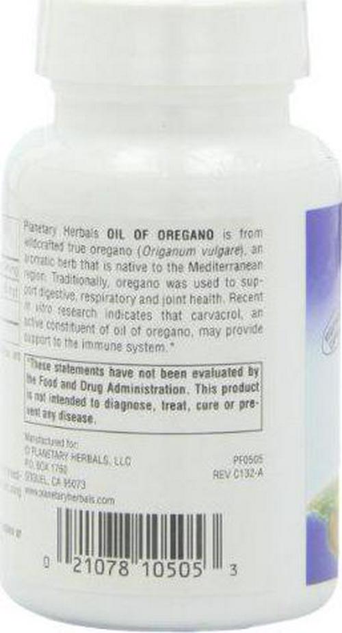 Planetary Herbals Oil of Oregano, May Provide Support To The Immune System,60 Vegetarian Capsules