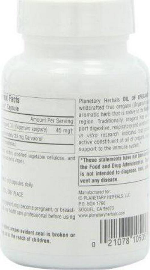 Planetary Herbals Oil of Oregano, May Provide Support To The Immune System,60 Vegetarian Capsules