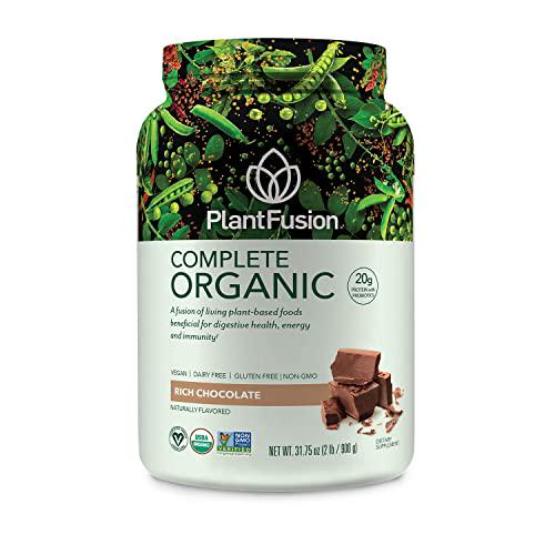 PlantFusion Complete Organic Plant Based Pea Protein Powder Bundle, Fermented Superfoods, Vegan, Gluten Free, Soy Free, Vanilla 2 LB and Chocolate 2 LB