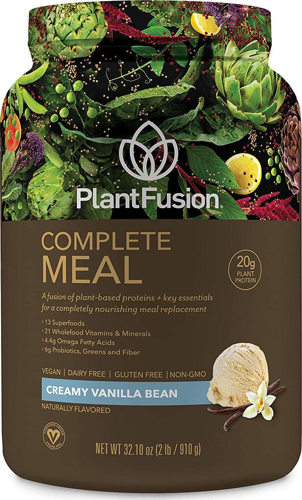 PlantFusion Complete Meal All Plant Based Pea Protein Powder | Meal Replacement Shake | Dietary Supplement | Nutritional Drink | Vegan, Gluten Free, Non-Dairy, No Sugar, Non-GMO Vanilla, 2 LB