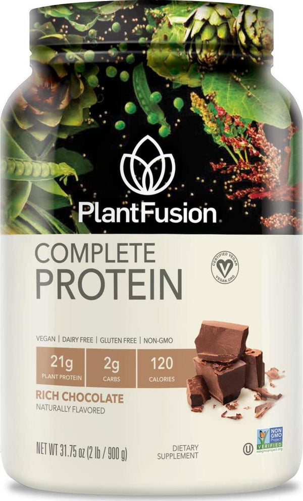 PlantFusion Complete Plant Based Pea Protein Powder, Non-GMO, Vegan, Dairy Free, Gluten Free, Soy Free, Allergy Free w/Digestive Enzymes, Dietary Supplement, Chocolate, (30 Servings) 2 Pound