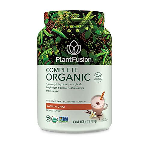 PlantFusion Complete Organic Plant Based Pea Protein Powder Bundle, Fermented Superfoods, Vegan, Gluten Free, Soy Free, Vanilla 2 LB and Chocolate 2 LB