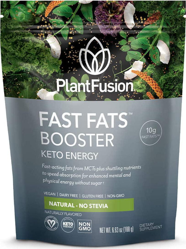 PlantFusion Fast Fats Booster|Keto Energy Powder Drink for Ketosis and Energy | Ketogenic Diet Supplement with MCTs and Electrolytes|Ideal for Athletic Performance and Sustained Energy Natural, 12 Packs