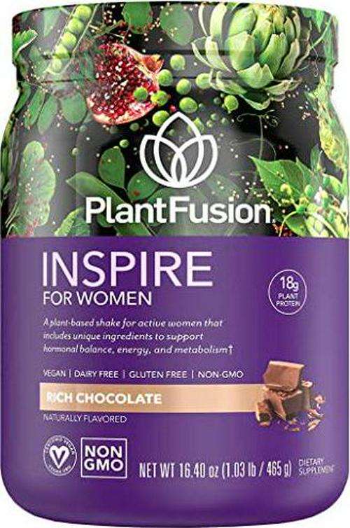 PlantFusion Inspire Women Protein Powder Bundle, Plant Based Vegan Protein Supplement, Balances Stress and Female Hormones, Supports Metabolism, Vanilla 1 LB and Chocolate 1 LB