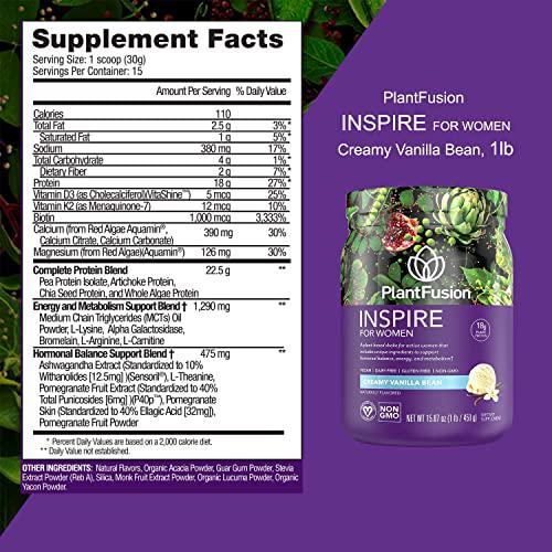 PlantFusion Inspire Women Protein Powder Bundle, Plant Based Vegan Protein Supplement, Balances Stress and Female Hormones, Supports Metabolism, Vanilla 1 LB and Chocolate 1 LB