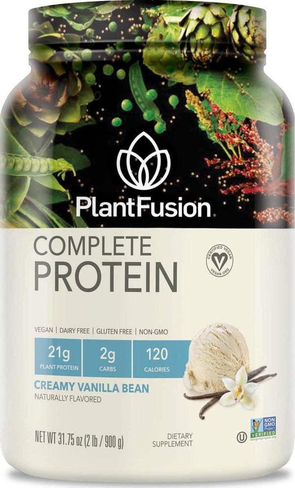 PlantFusion Vegan Protein Powder, Plant Based Protein Powder, BCAAs + Digestive Enzymes, Clean Protein; Dairy Free, Gluten Free, Vanilla 2 lb