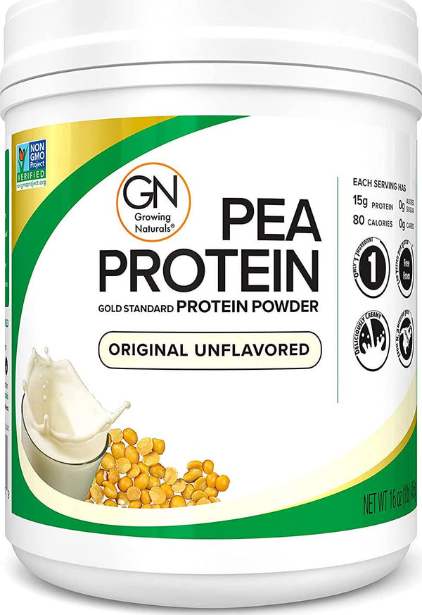 Plant Based Protein, Original Gold Standard Raw Pea Protein Powder - Growing Naturals - Non-GMO, Vegan, Gluten-Free, Keto Friendly, Shelf-Stable (Original Unflavored, 1 Pound (Pack of 1))