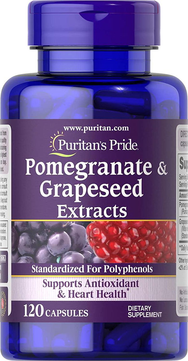 Pomegranate 400mg and Grapeseed Extract, Supports Heart Health, 120 County, by Puritan&#039;s Pride