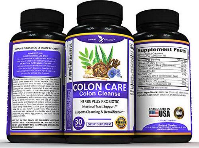 Potent Garden Colon Cleanse, Supports Healthy Bowel Movements, Supports Digestive Health, Extra Strength Colon Cleanse Support with Probiotic, Easy and Effective 30 Capsules (1-2 Daily)