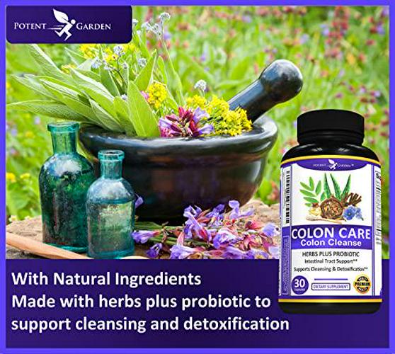 Potent Garden Colon Cleanse, Supports Healthy Bowel Movements, Supports Digestive Health, Extra Strength Colon Cleanse Support with Probiotic, Easy and Effective 30 Capsules (1-2 Daily)