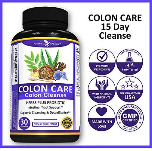 Potent Garden Colon Cleanse, Supports Healthy Bowel Movements, Supports Digestive Health, Extra Strength Colon Cleanse Support with Probiotic, Easy and Effective 30 Capsules (1-2 Daily)