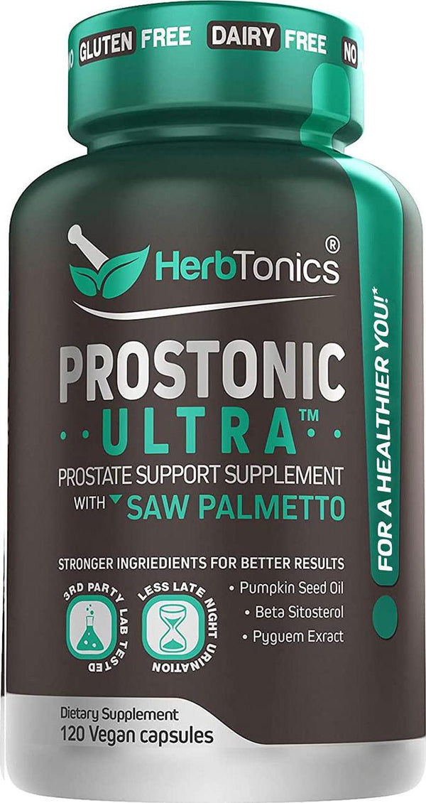 Potent Prostate Supplements for Men with Saw Palmetto Beta Sitosterol, Pumpkin Seed, Pyguem, Bladder and Less Urination - Mens Prostate Health DHT Blocker 120 Vegan Capsules