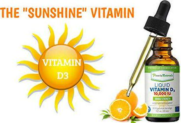Power By Naturals - Highest Potency Liquid Vitamin D 10000 iu - Liquid Vitamin D Drops for Best Absorption - D Vitamins Immune Support - 2000 iu /Spray - (30 ml Orange Flavor) of VIT D3 (1 Bottle)