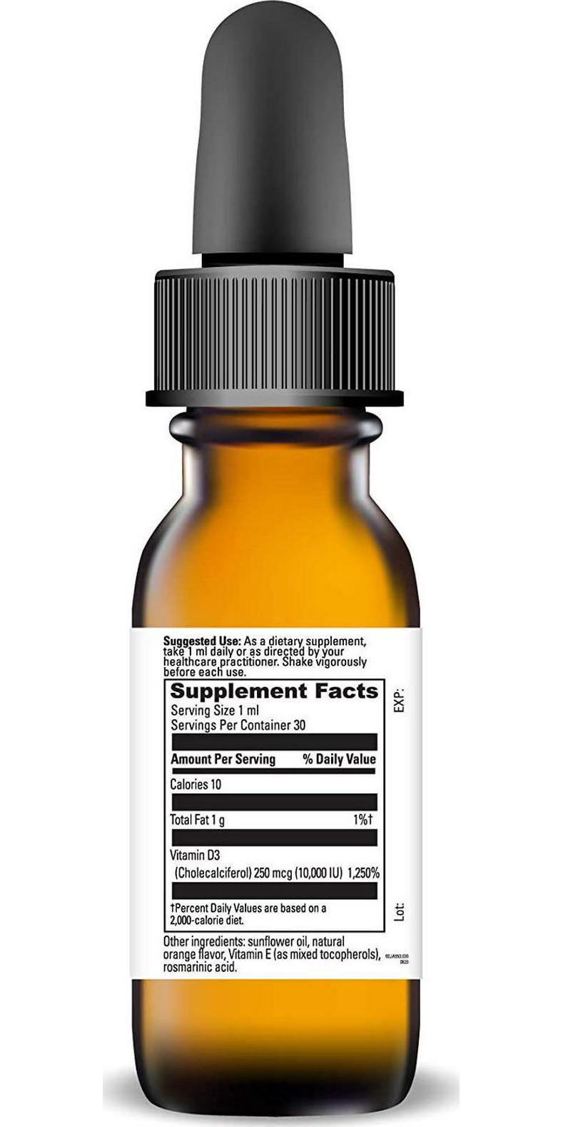 Power By Naturals - Highest Potency Liquid Vitamin D 10000 iu - Liquid Vitamin D Drops for Best Absorption - D Vitamins Immune Support - 2000 iu /Spray - (30 ml Orange Flavor) of VIT D3 (1 Bottle)