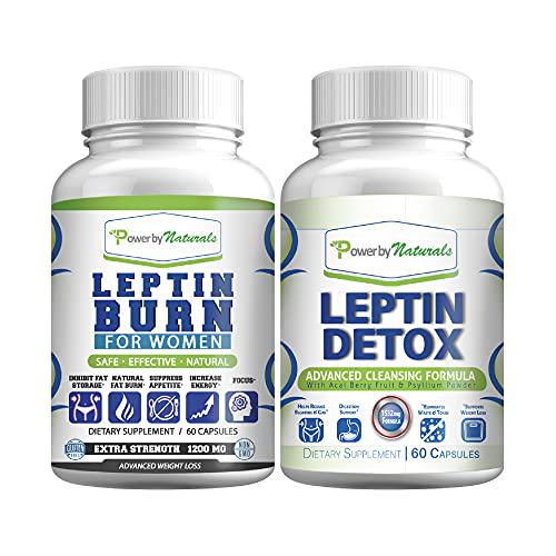 Power By Naturals Leptin Detox and Leptin Burn Supplements | Natural Weight Loss, Appetite Suppressant, Metabolism Booster and Digestive Support | Thermogenic Fat Burner | 1 Month Supply