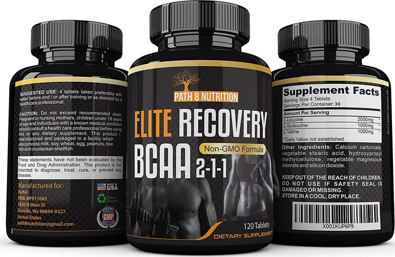 Powerful 4000mg Elite Recovery BCAA Capsules 2-1-1 Pre and Post Workout Branched Chain Amino Acids