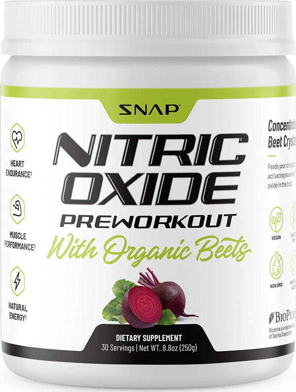 Pre Workout Beet Root Powder - Organic Nitric Oxide Pre Workout Booster, Natural Energy and Blood Flow - Beets Superfood Support Muscle Performance, Heart Health and Endurance, 250g (30 Servings)