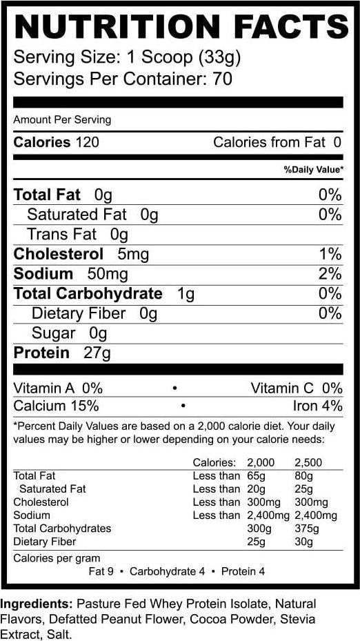 Precision ISO Chocolate Peanut Butter (2lb) | 27g Premium Pasture Fed Whey Protein Isolate | Zero Sugar | 28 Servings