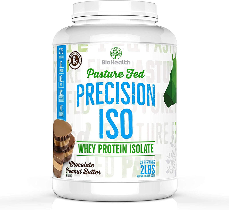 Precision ISO Chocolate Peanut Butter (2lb) | 27g Premium Pasture Fed Whey Protein Isolate | Zero Sugar | 28 Servings
