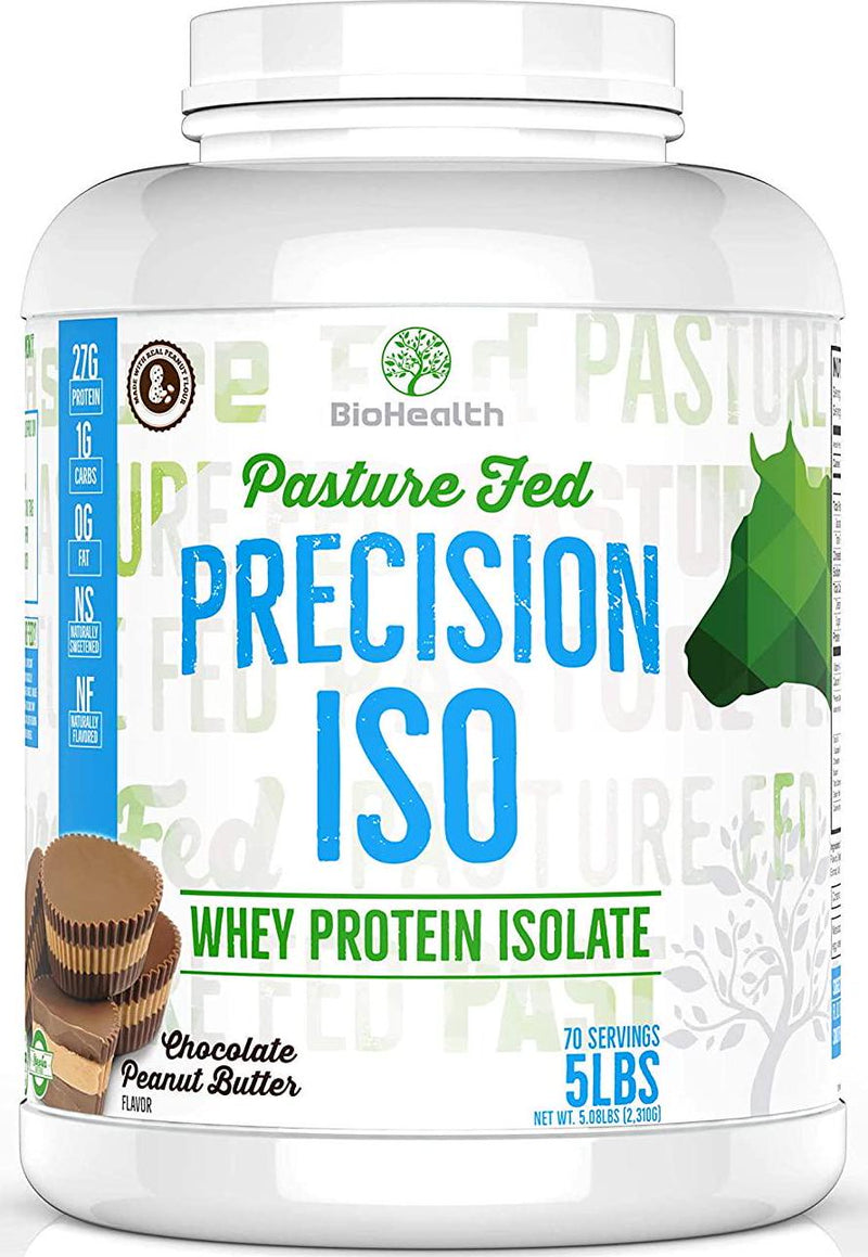 Precision ISO Chocolate Peanut Butter (5lb) | 27g Premium Pasture Fed Whey Protein Isolate | Zero Sugar | 70 Servings