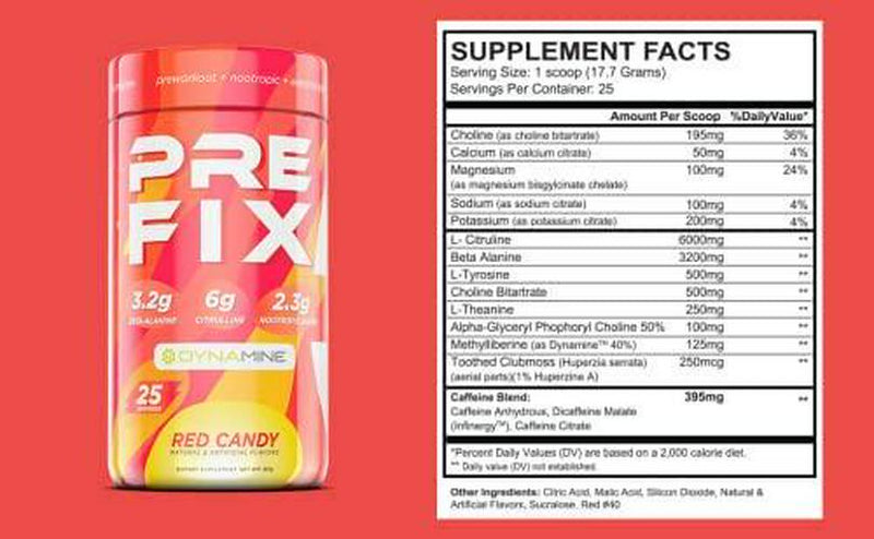 Prefix Pre-Workout Featuring Dynamine (Red Candy)