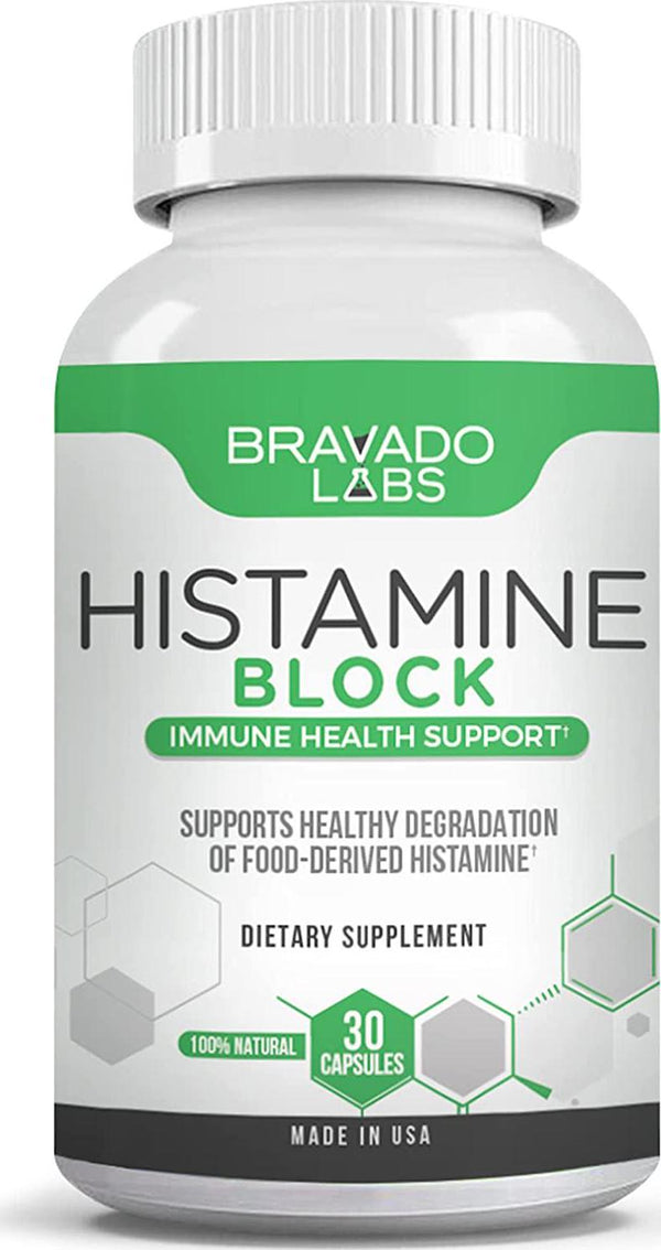 Premium Histamine Block - Bravado Labs Diamine Oxidase Supplement - DAO Supplement Prevents Histamine Imbalance and Helps Eliminate Histamine Buildup [30 Capsules]