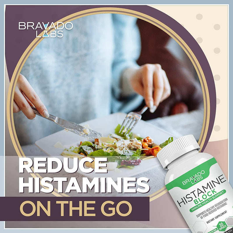 Premium Histamine Block - Bravado Labs Diamine Oxidase Supplement - DAO Supplement Prevents Histamine Imbalance and Helps Eliminate Histamine Buildup [30 Capsules]