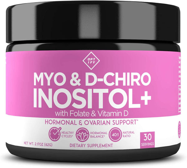 Premium Inositol Supplement - Myo-Inositol and D-Chiro Inositol Powder Plus Folate and Vitamin D - Ideal 40:1 Ratio - Hormone Balance and Healthy Ovarian Support for Women - Vitamin B8 - 30 Day Supply