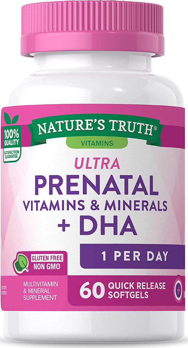Prenatal Vitamins with DHA and Folic Acid | 60 Softgels | Non-GMO and Gluten Free | by Nature&#039;s Truth