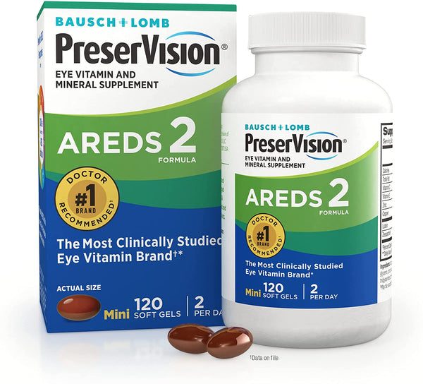 PreserVision AREDS 2 Vitamin and Mineral Supplement 120 Count Soft Gels, Packaging May Vary