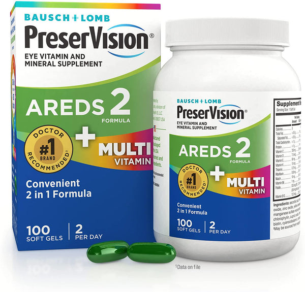 PreserVision AREDS 2 Plus Multivitamin Vitamin and Mineral Supplement, Soft Gels, 100 Count