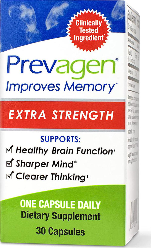 Prevagen Improves Memory Extra Strength 20mg, 30 Capsules with Apoaequorin and Vitamin D | Brain Supplement for Better Brain Health, Supports Healthy Brain Function and Clarity