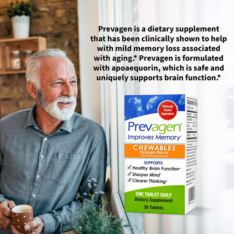 Prevagen Improves Memory - Regular Strength 10mg, 30 Chewables |Orange-2 Pack| with Apoaequorin and Vitamin D | Brain Supplement for Better Brain Health, Supports Healthy Brain Function and Clarity