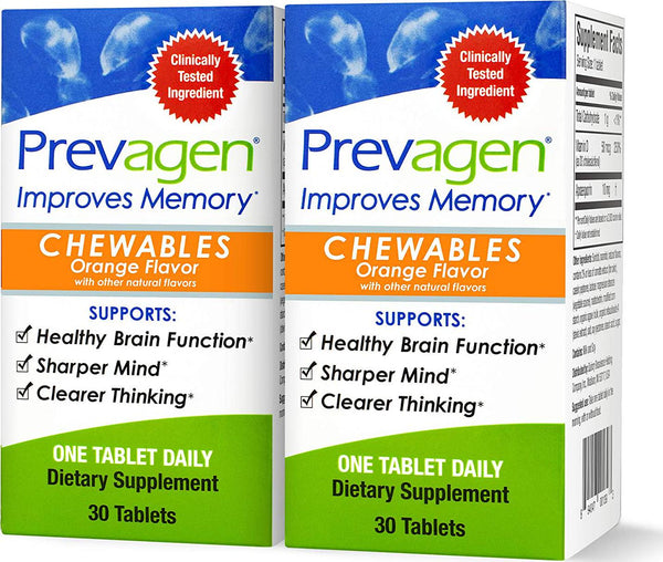 Prevagen Improves Memory - Regular Strength 10mg, 30 Chewables |Orange-2 Pack| with Apoaequorin and Vitamin D | Brain Supplement for Better Brain Health, Supports Healthy Brain Function and Clarity