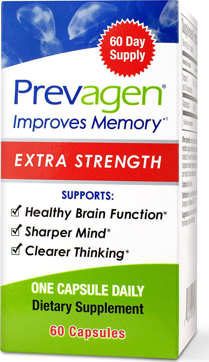 Prevagen Improves Memory - Extra Strength 20mg, 60 Capsules with Apoaequorin and Vitamin D | Brain Supplement for Better Brain Health, Supports Healthy Brain Function and Clarity | Memory Supplement