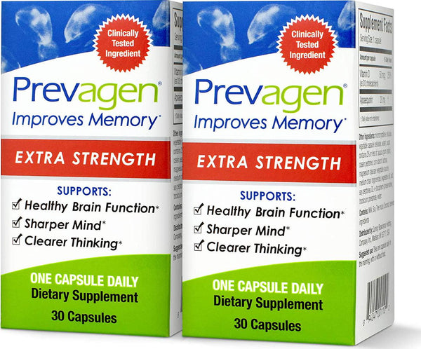 Prevagen Improves Memory - Extra Strength 20mg, 30 Capsules |2 Pack| with Apoaequorin and Vitamin D|Brain Supplement for Better Brain Health, Supports Healthy Brain Function and Clarity|Memory Supplement