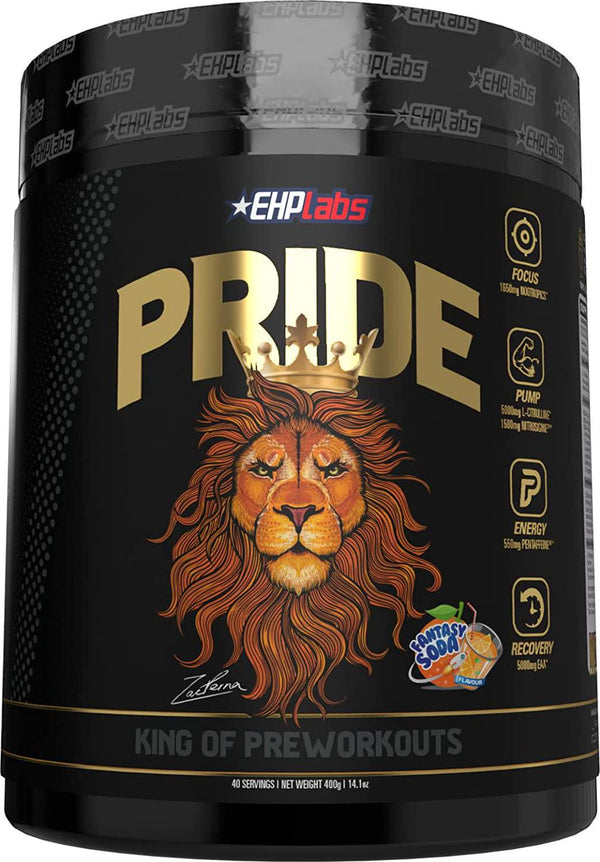 Pride by EHPlabs Pre-Workout Supplement - Energy Booster, Sharp Focus, Epic Pumps and Faster Recovery - 40 Servings (Fantasy Soda)