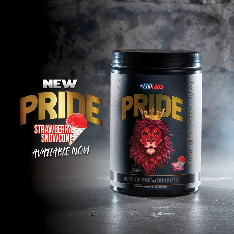 Pride by EHPlabs Pre-Workout Supplement - Energy Booster, Sharp Focus, Epic Pumps and Faster Recovery - 40 Servings (Strawberry Snowcone)